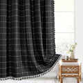 Gibelle Long Shower Curtain 72 x 78 - Boho Farmhouse Tassel Waffle