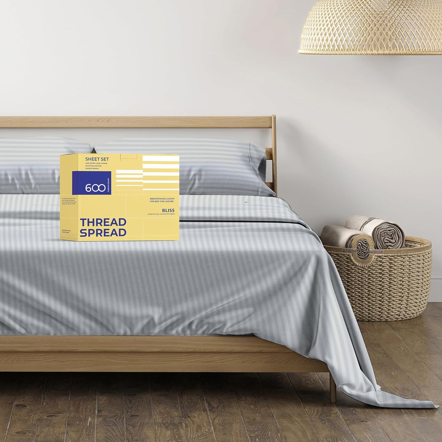 Luxury Egyptian Cotton Queen Stripe Sheet Set for Ultimate Comfort