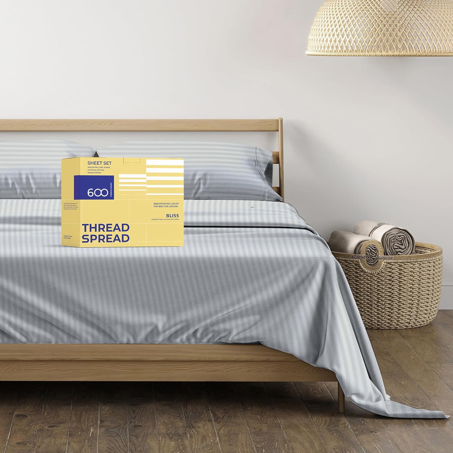 Luxury Egyptian Cotton Queen Stripe Sheet Set for Ultimate Comfort