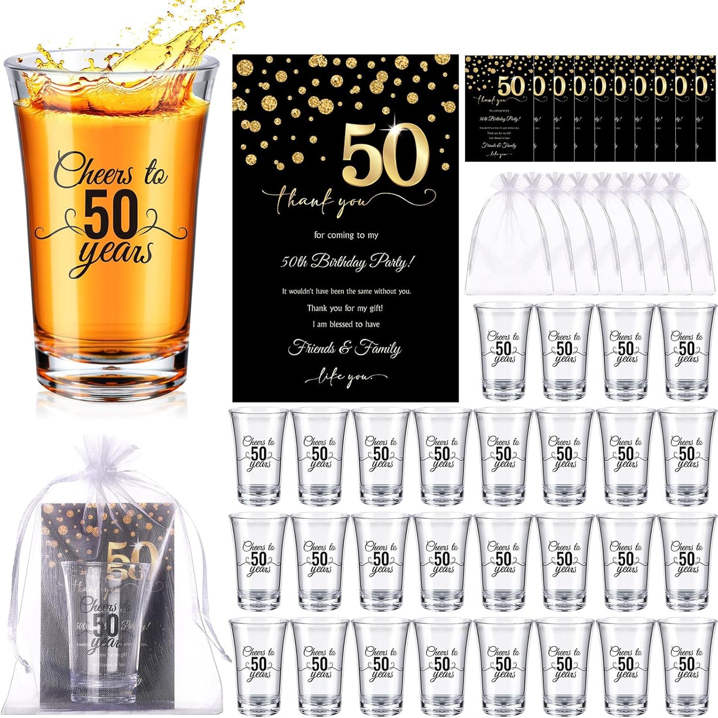 100 Sets Birthday Party Favors with Personalized Glasses Cups