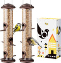 Metal Bird Feeder Hanging Wild Bird Seed Feeder 6-Port Pack of 2