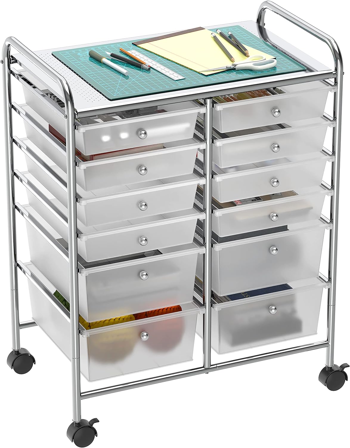Utility Cart with 12 Drawers for Craft and Art Storage