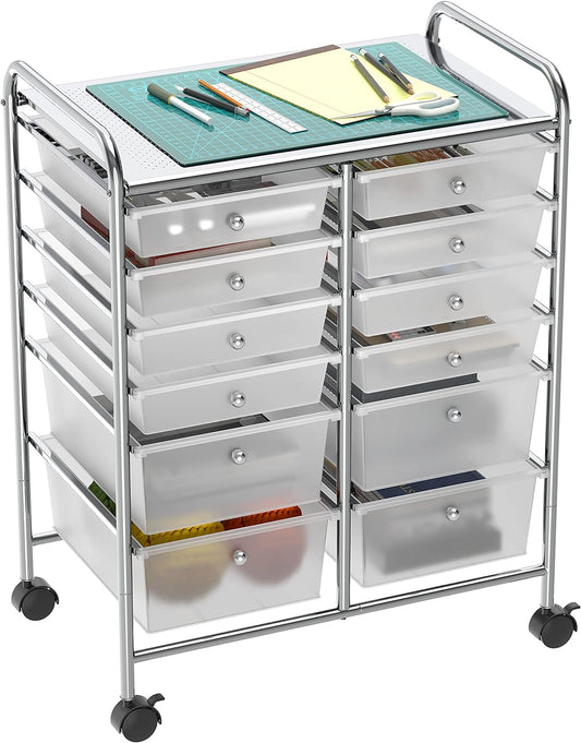 Utility Cart with 12 Drawers for Craft and Art Storage