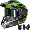 Youth Kids Motocross Helmet Full Face DOT Approved - 4Pcs Set