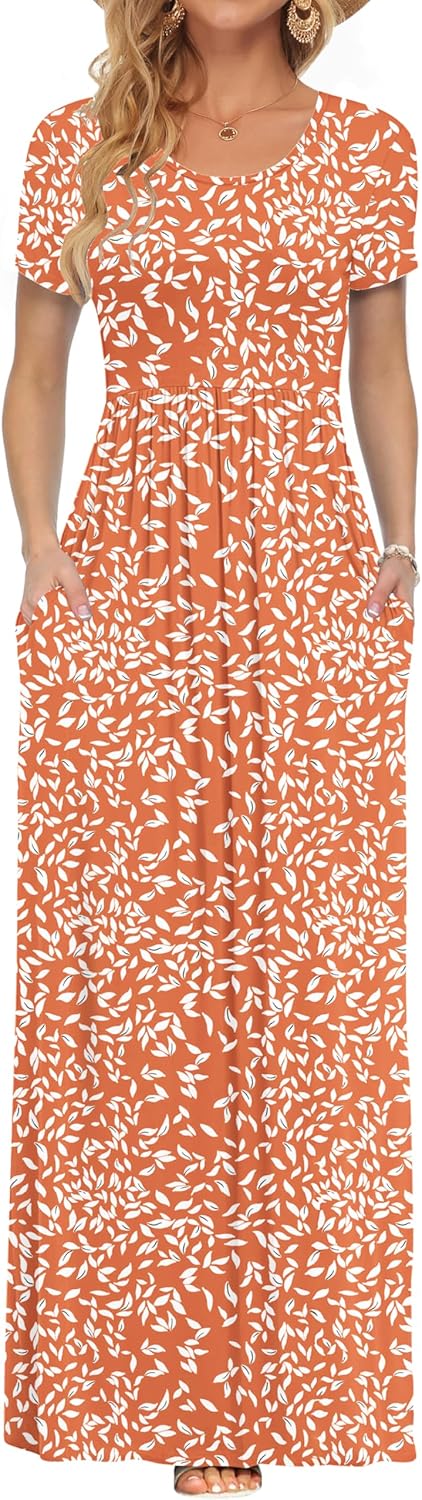 AUSELILY Women's Short Sleeve Casual Maxi Dresses for 2026