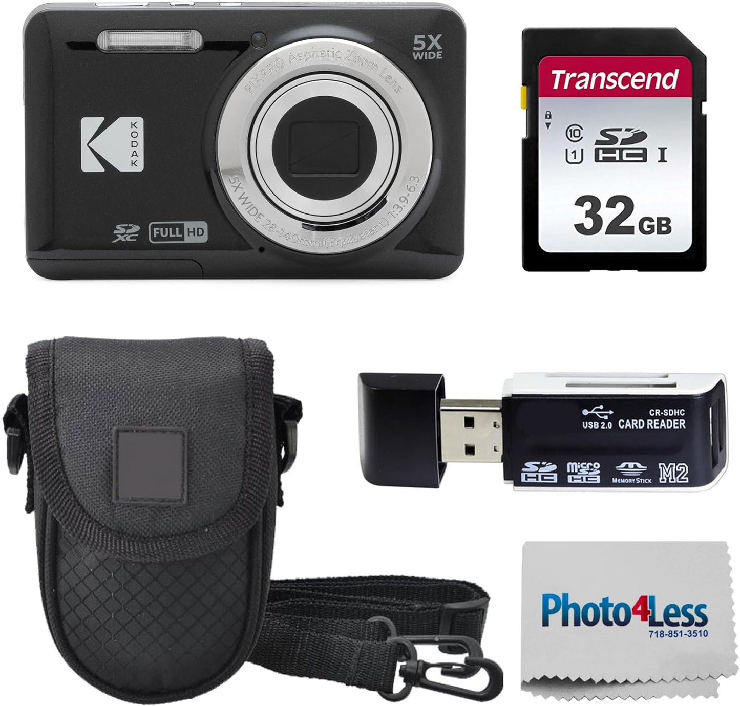 KODAK PIXPRO FZ55 16MP Digital Camera with 5X Zoom and Bundle