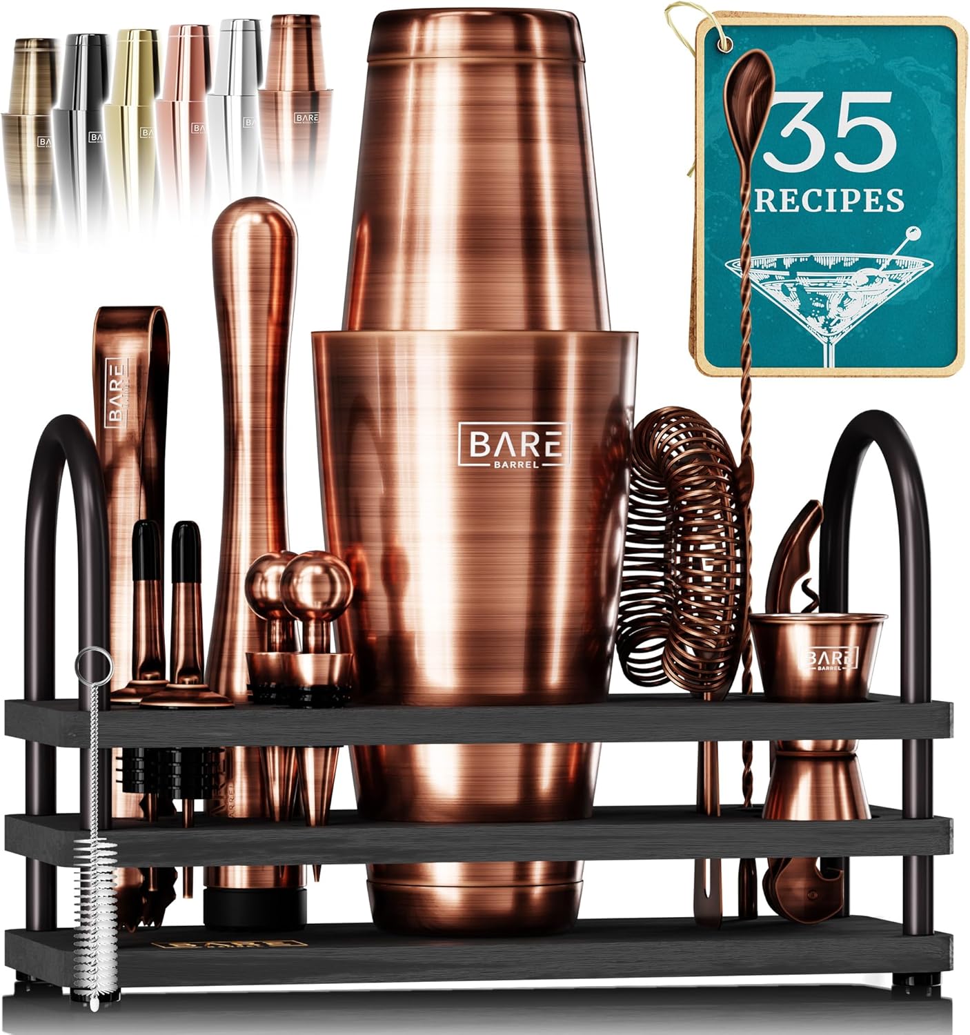 BARE BARREL Mixology Bartender Kit - 14-Piece Cocktail Set