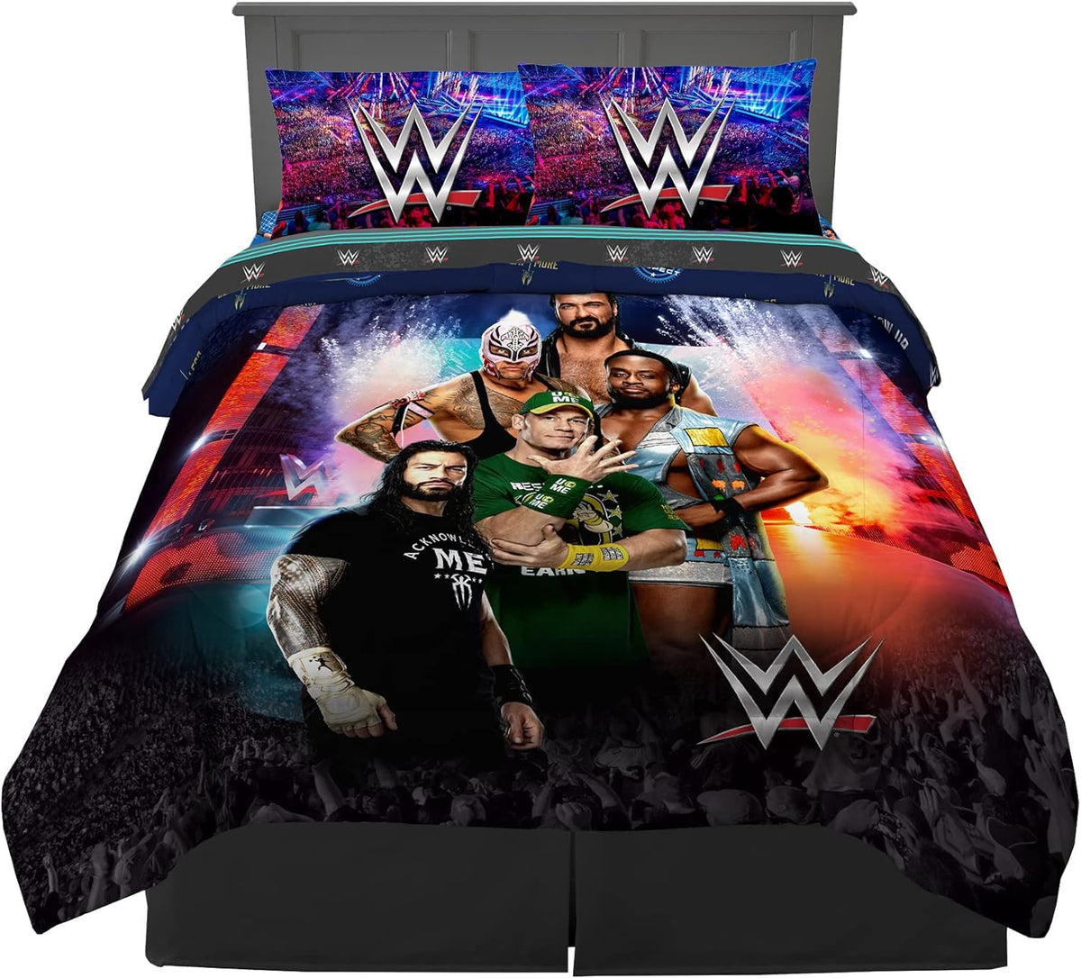 WWE Kids Bedding Super Soft Comforter and Sheet Set, 5 Piece