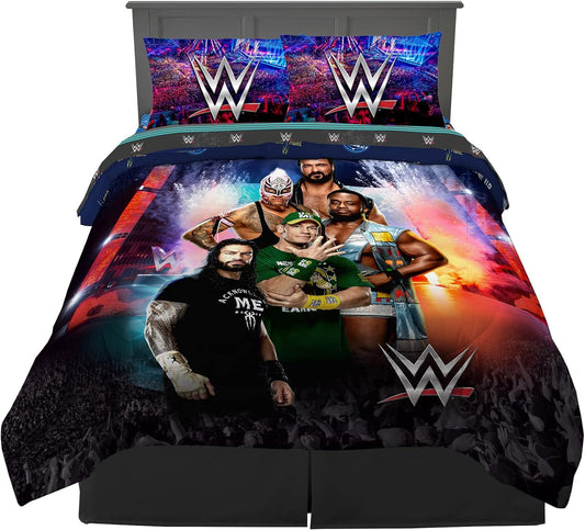 WWE Kids Bedding Super Soft Comforter and Sheet Set, 5 Piece