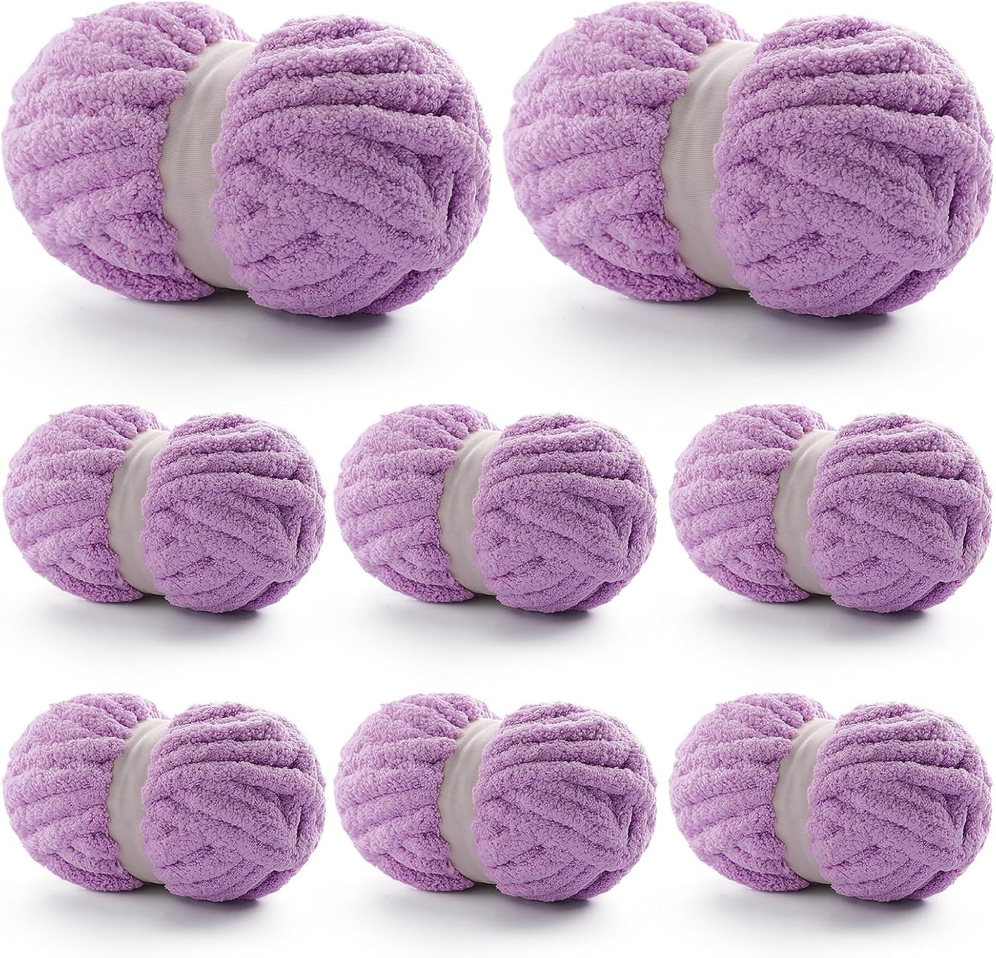 8 Pack Chunky Yarn for Hand Knitting - Soft and Durable Chenille