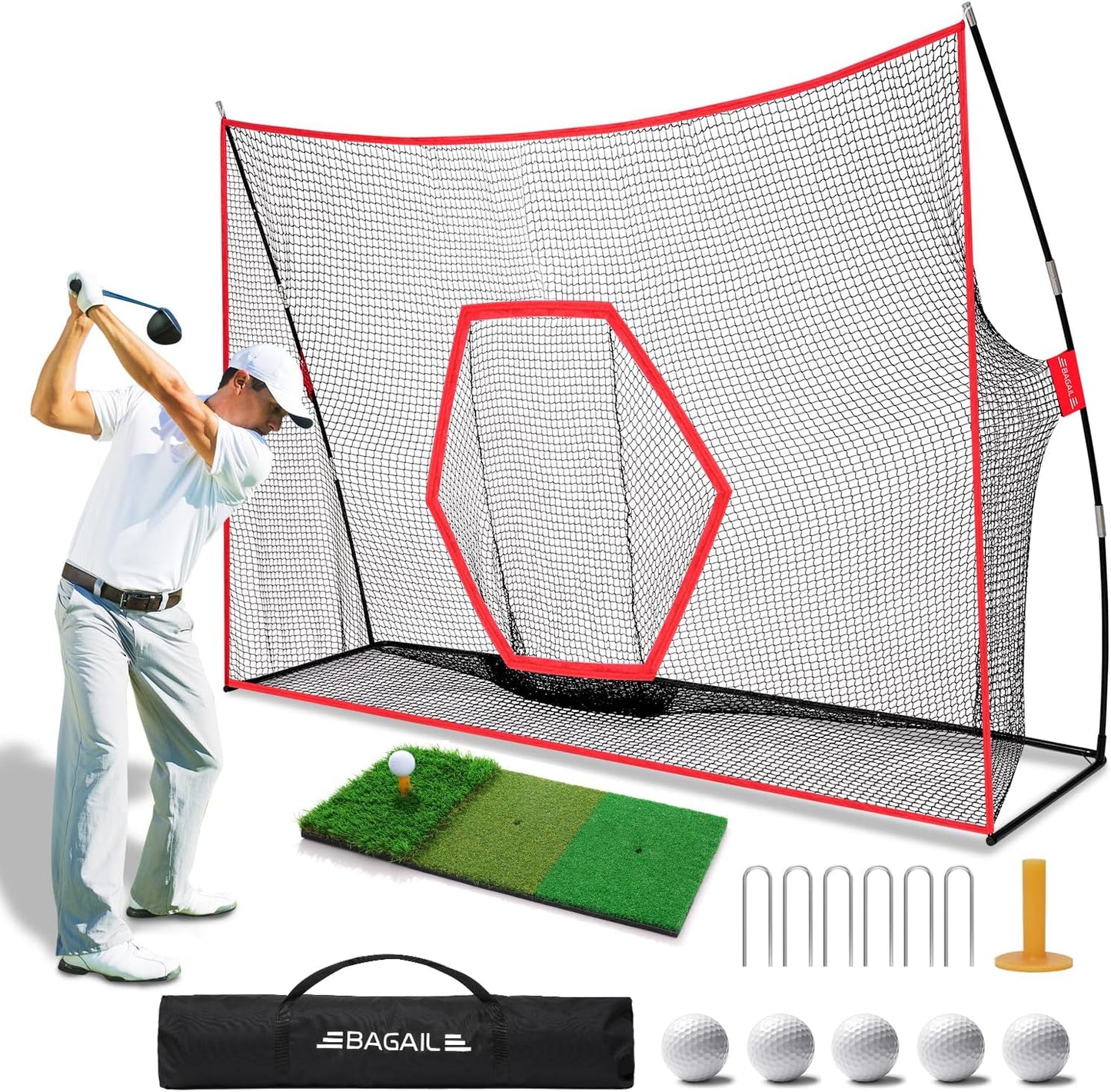 Portable BAGAIL Golf Net & Mat Set - Improve Your Game!
