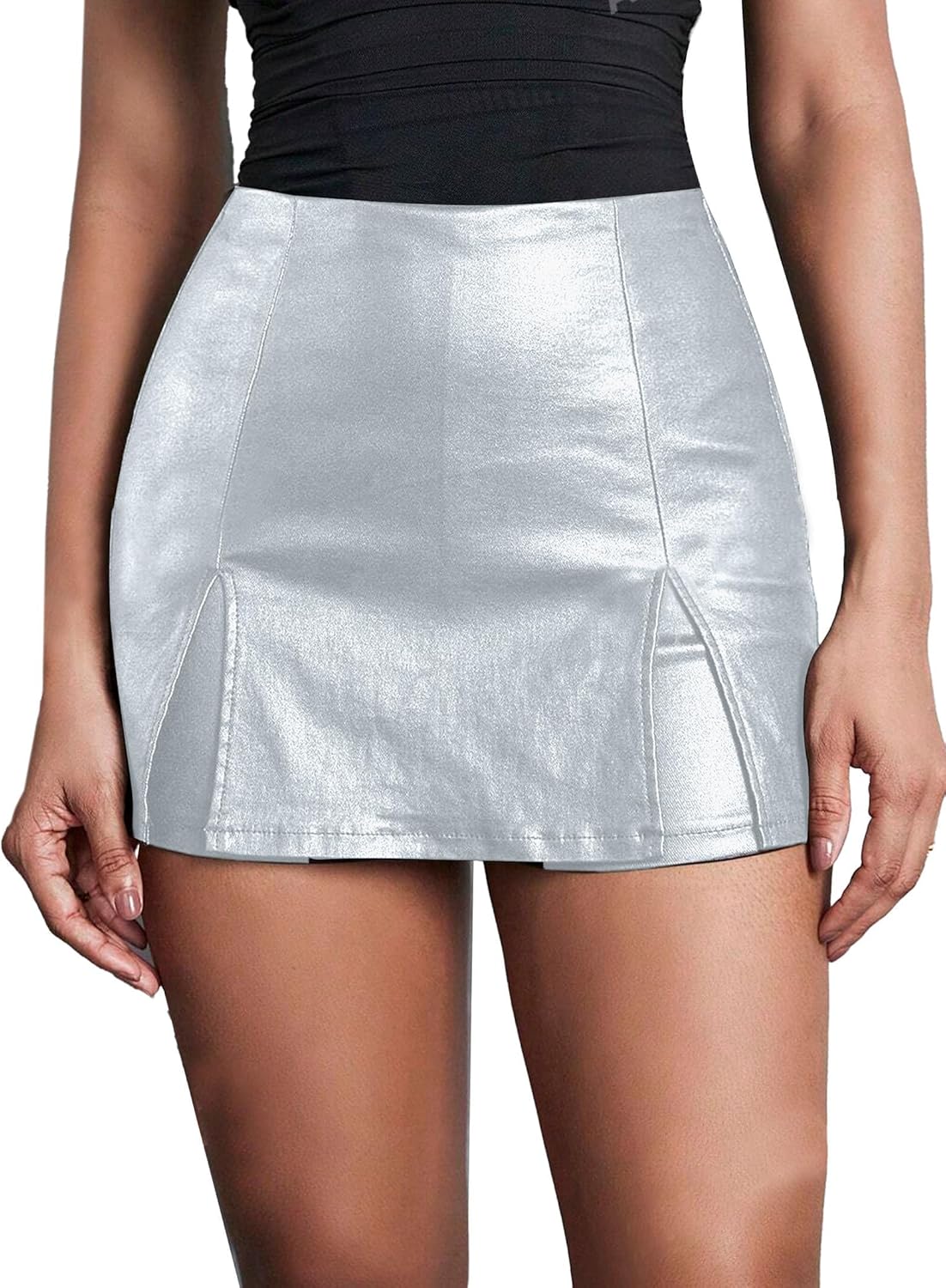 Avanova Women Faux Leather Slit Mini Skort for Stylish Looks