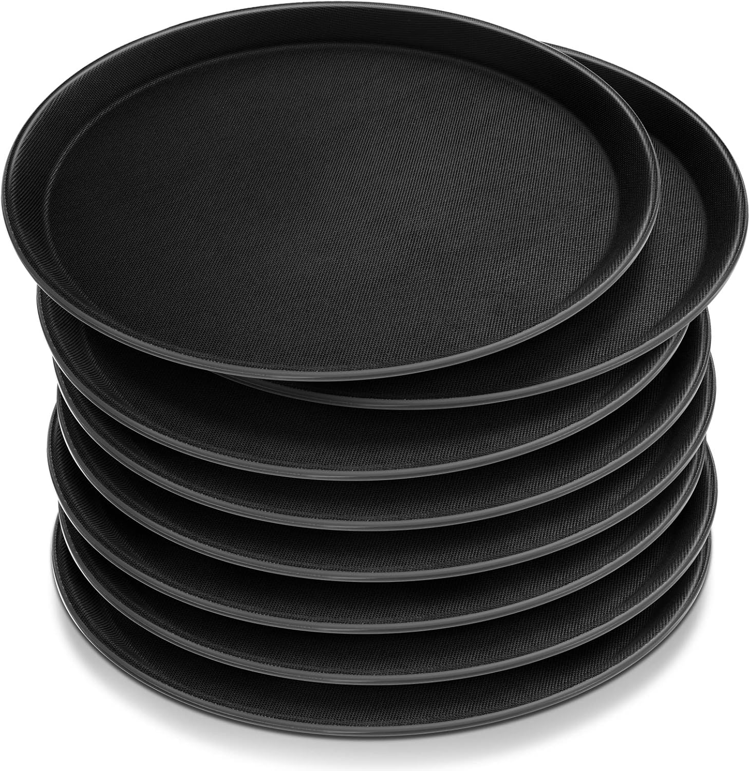 Zopeal 8 Pieces Black Round Restaurant Serving Tray Set