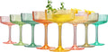 Acrylic Ribbed Pastel Coupe Glasses Set of 8 - Shatterproof Outdoor