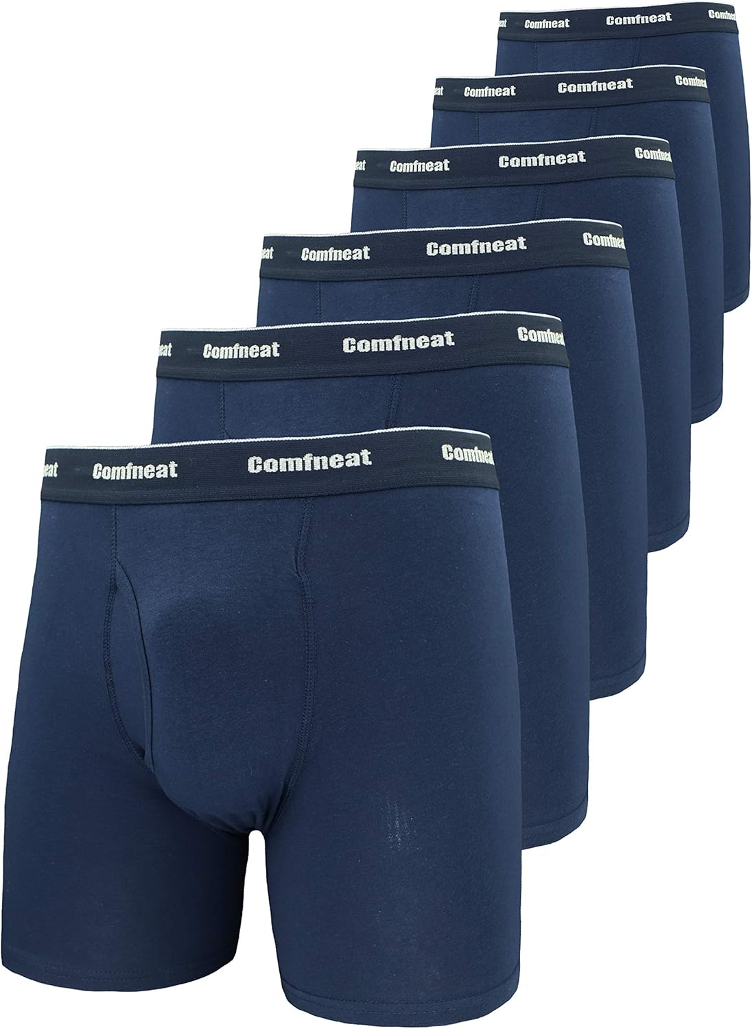 Comfneat Men's 6-Pack Boxer Briefs Soft Breathable Underwear