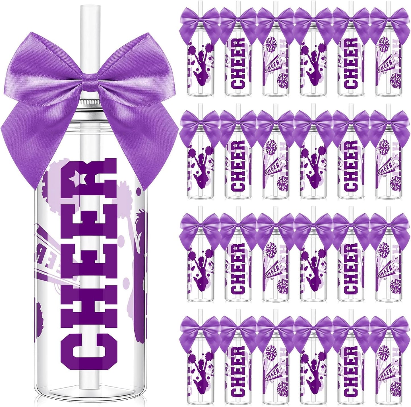 24 Pcs Cheerleader Gift Bulk Cheer Cups with Lid and Straw