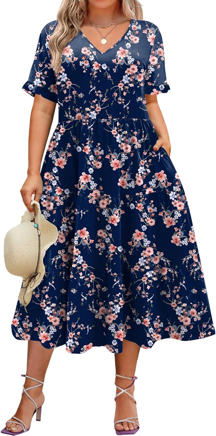 Plus Size Summer Midi Dress with Pockets for Every Occasion