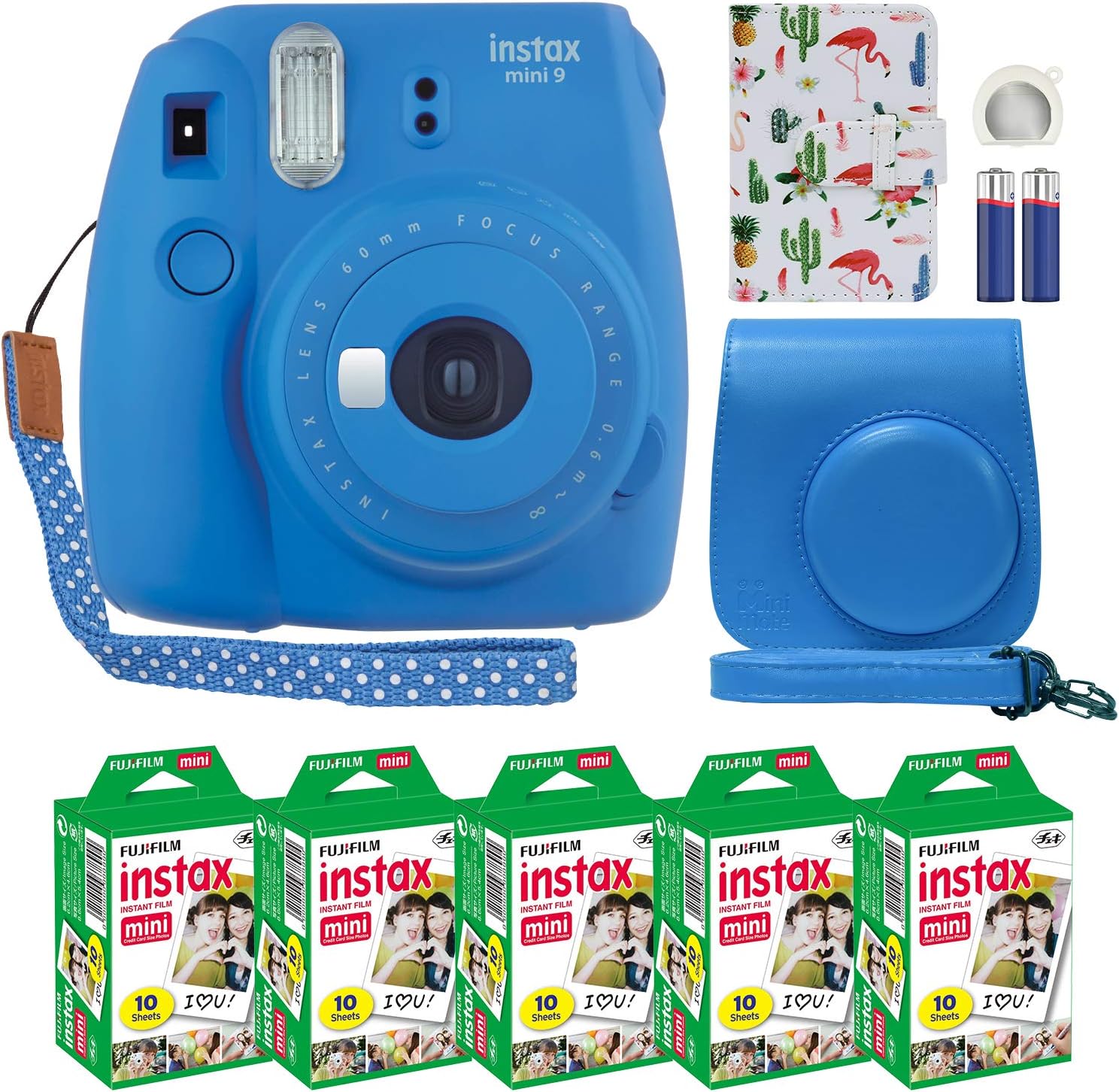 Fujifilm Instax Mini 9 Instant Camera Cobalt Blue Bundle Deal