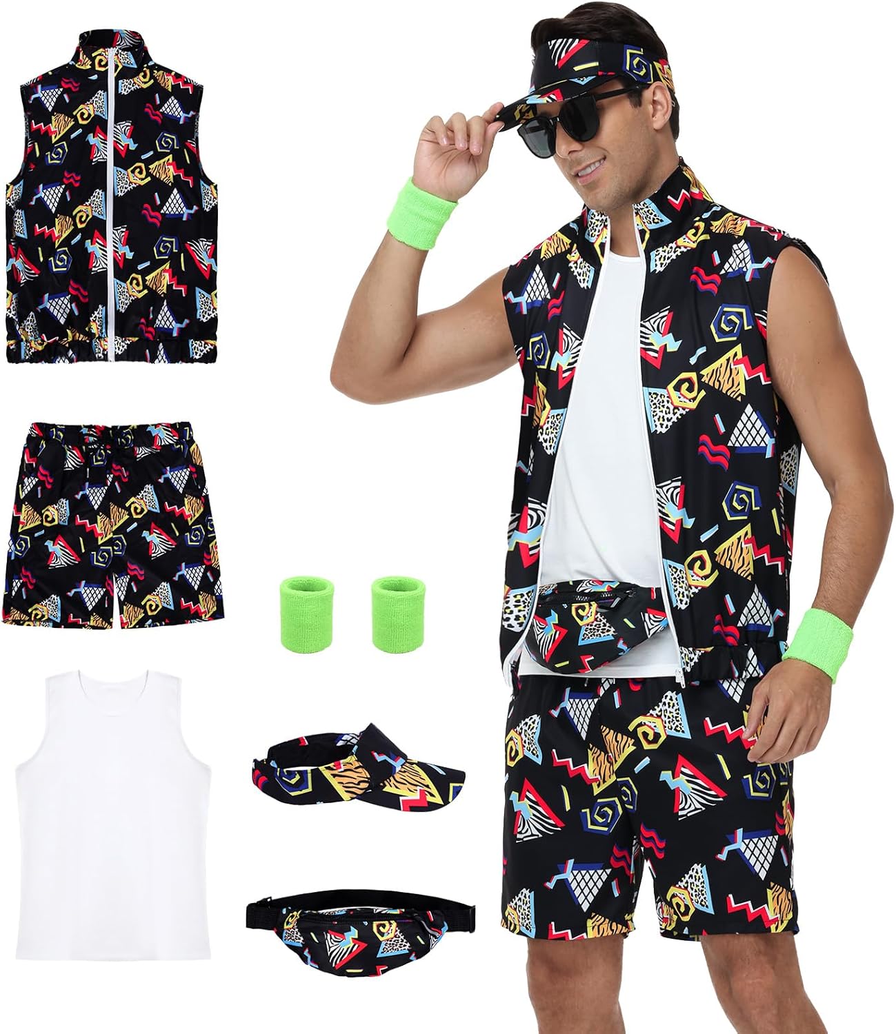 80s Men Workout Costume Set for Halloween and Parties