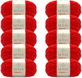 10 Skeins Sensy Velvet Slim Yarn Red - 3.5 oz Chenille Pack