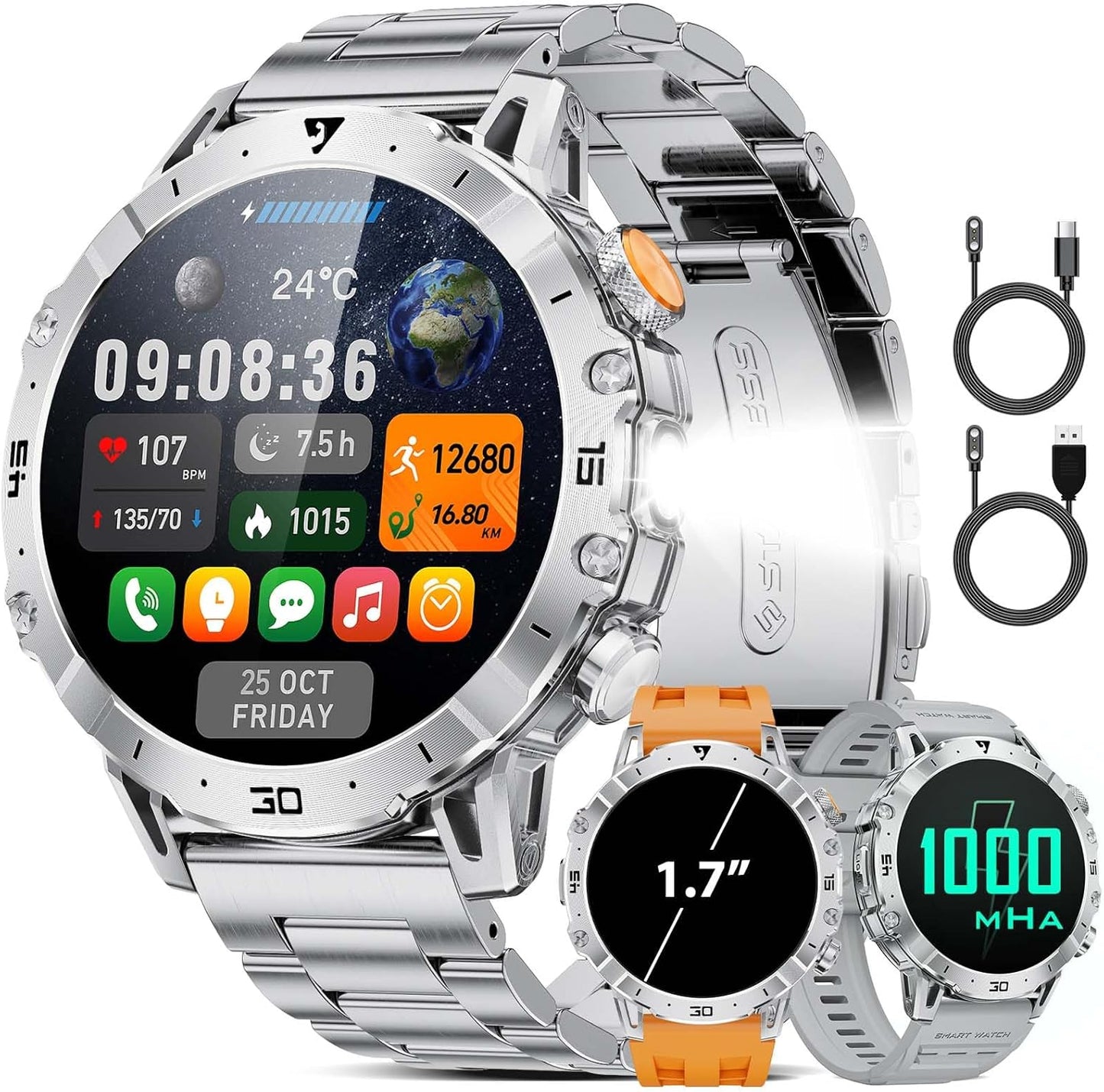 EF18 Military Smart Watch for Men with 1.7 HD Display