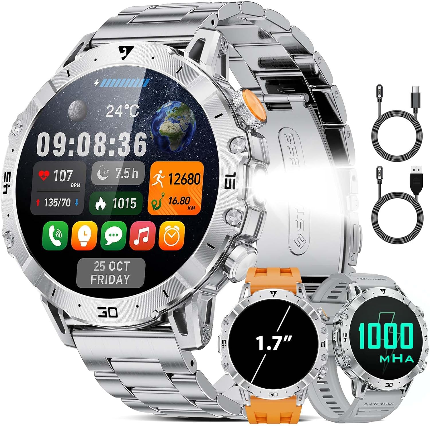 EF18 Military Smart Watch for Men with 1.7 HD Display