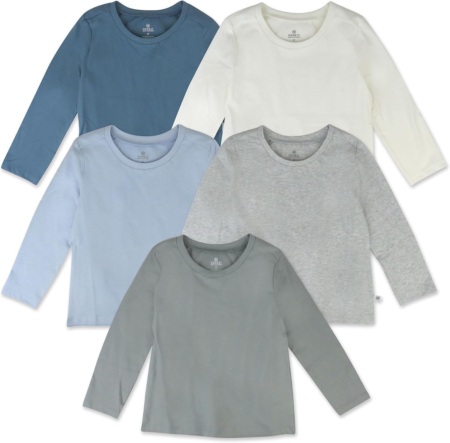 5-Pack Long Sleeve T Shirts for Toddlers in Organic Cotton