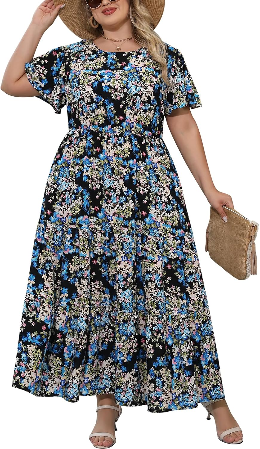 Plus Size Maxi Dresses for Curvy Women - Boho Floral Style