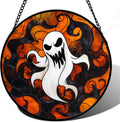 Stained Glass Halloween Ghost Suncatcher - 11.8 in Festive Window