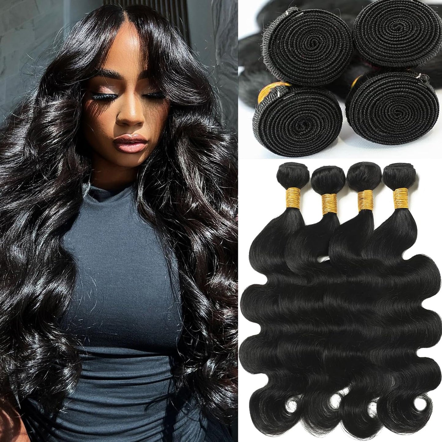 Human Hair Bundles 20 22 22 24 Inch Body Wave Extensions