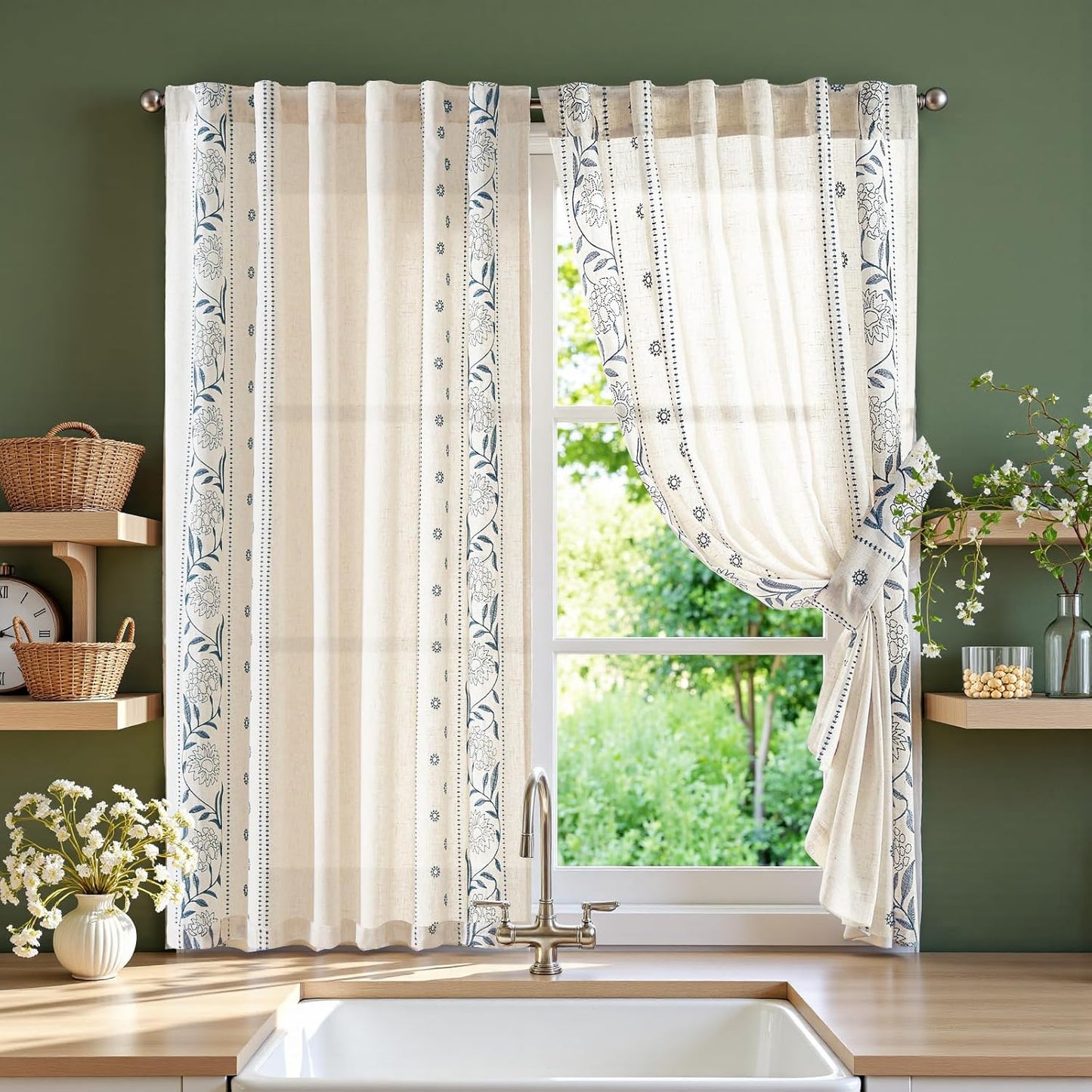 Winslow Linen Curtains 54 Inch Length for Small Windows