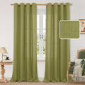 LAMIT Olive Green Linen Curtains 90 in Long - Light Filtering Privacy