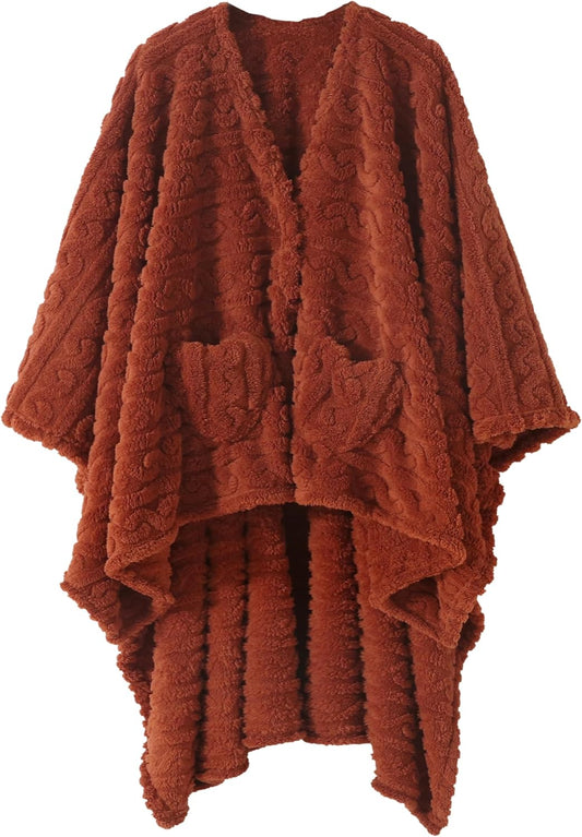 Wearable Blanket Sherpa Fleece Shawl for Cozy Comfort and Style