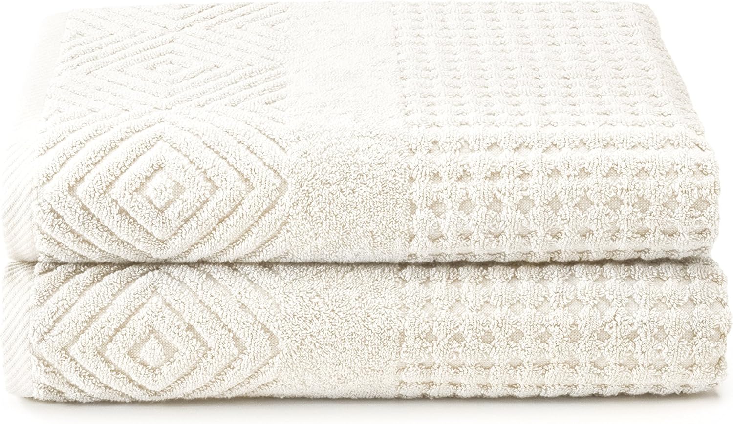 Luxurious 100% Organic Cotton Diamond Jacquard Bath Towel Set