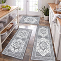 Kitchen Rug Set 3 Piece with Runner - Boho Washable Non Slip Mats
