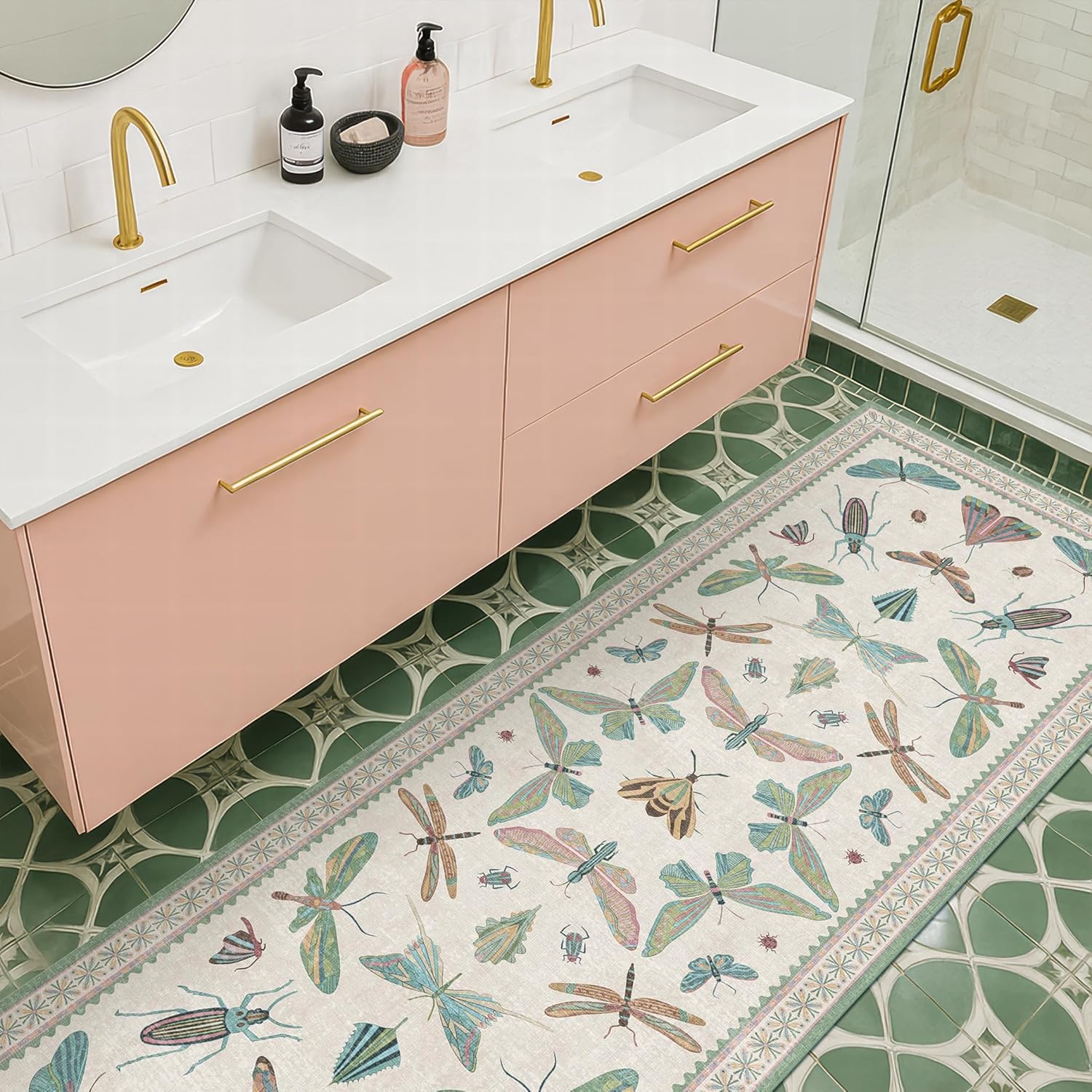 Boho Bathroom Runners by Hazo Haus - Non Slip & Washable