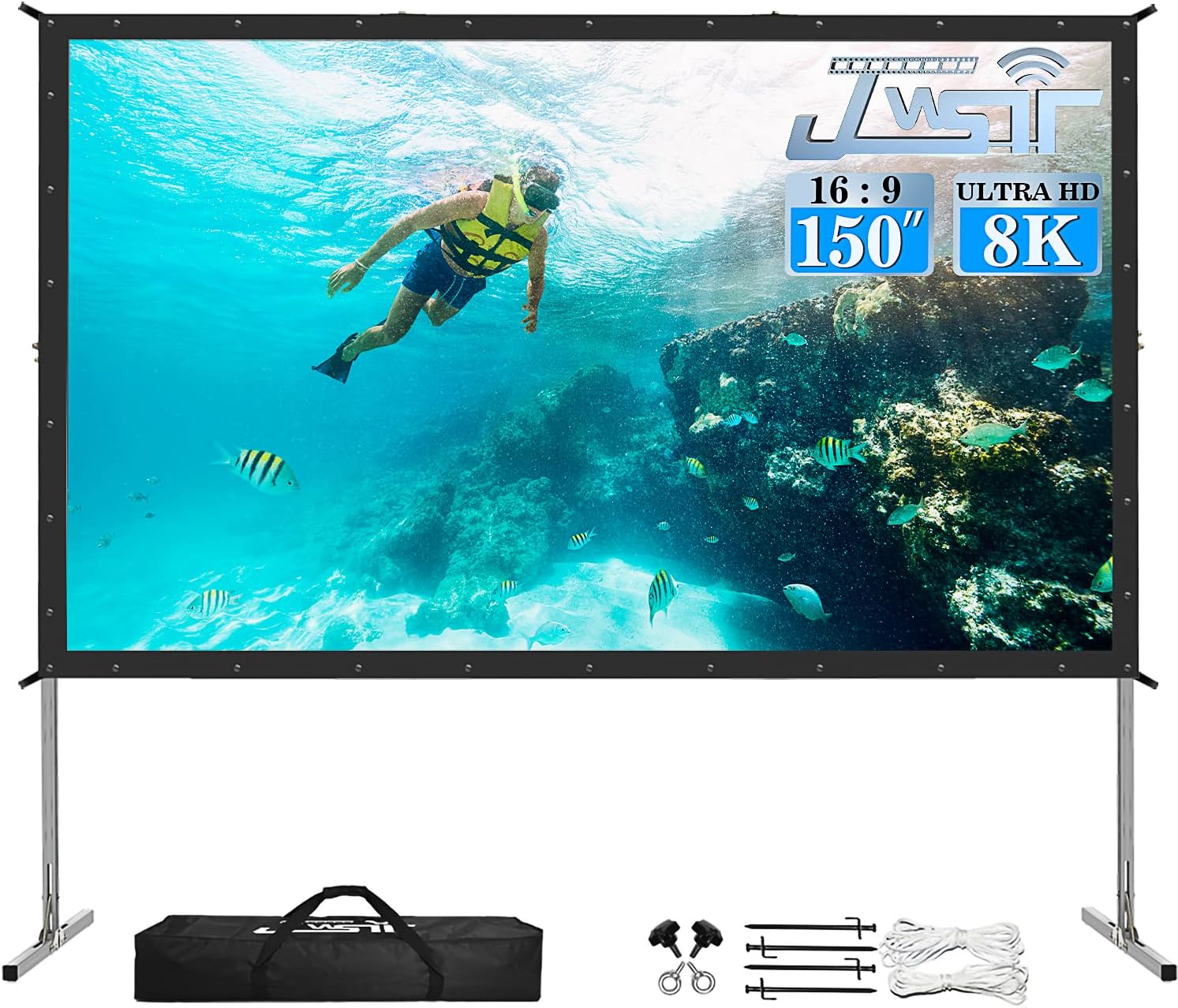 Portable 150 Outdoor Projector Screen - 3-Layer PVC for Movie Nights