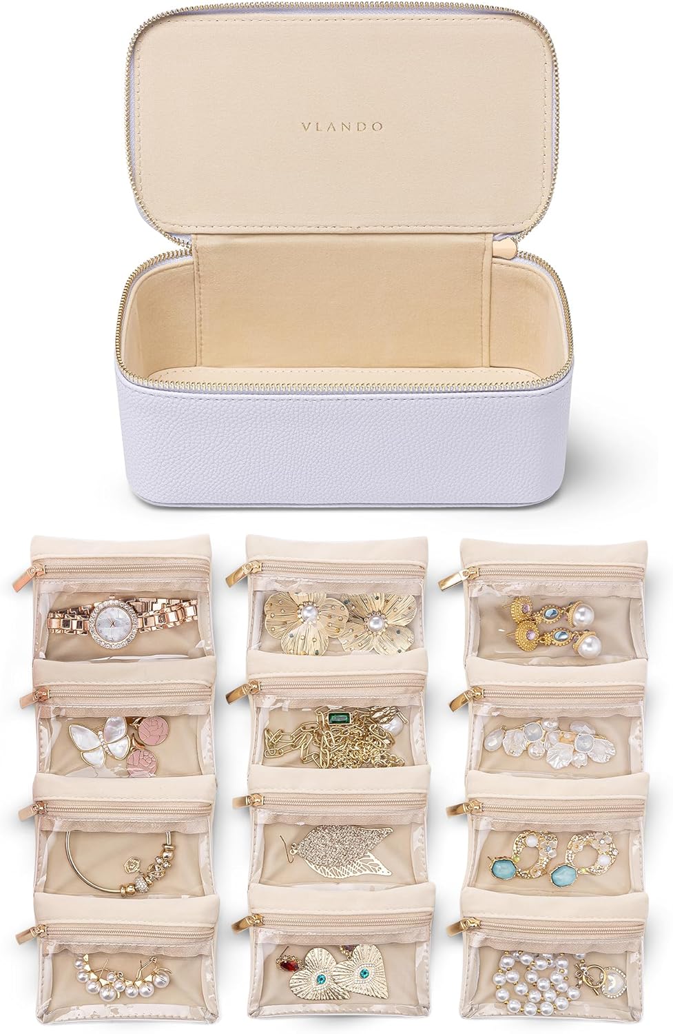 Vlando Travel Jewelry Case - Elegant Organizer for Jewelry Lovers