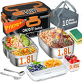 Electric Heated Lunch Box for Men 2-Pack 1.8L - Fast 10-Min Warmer