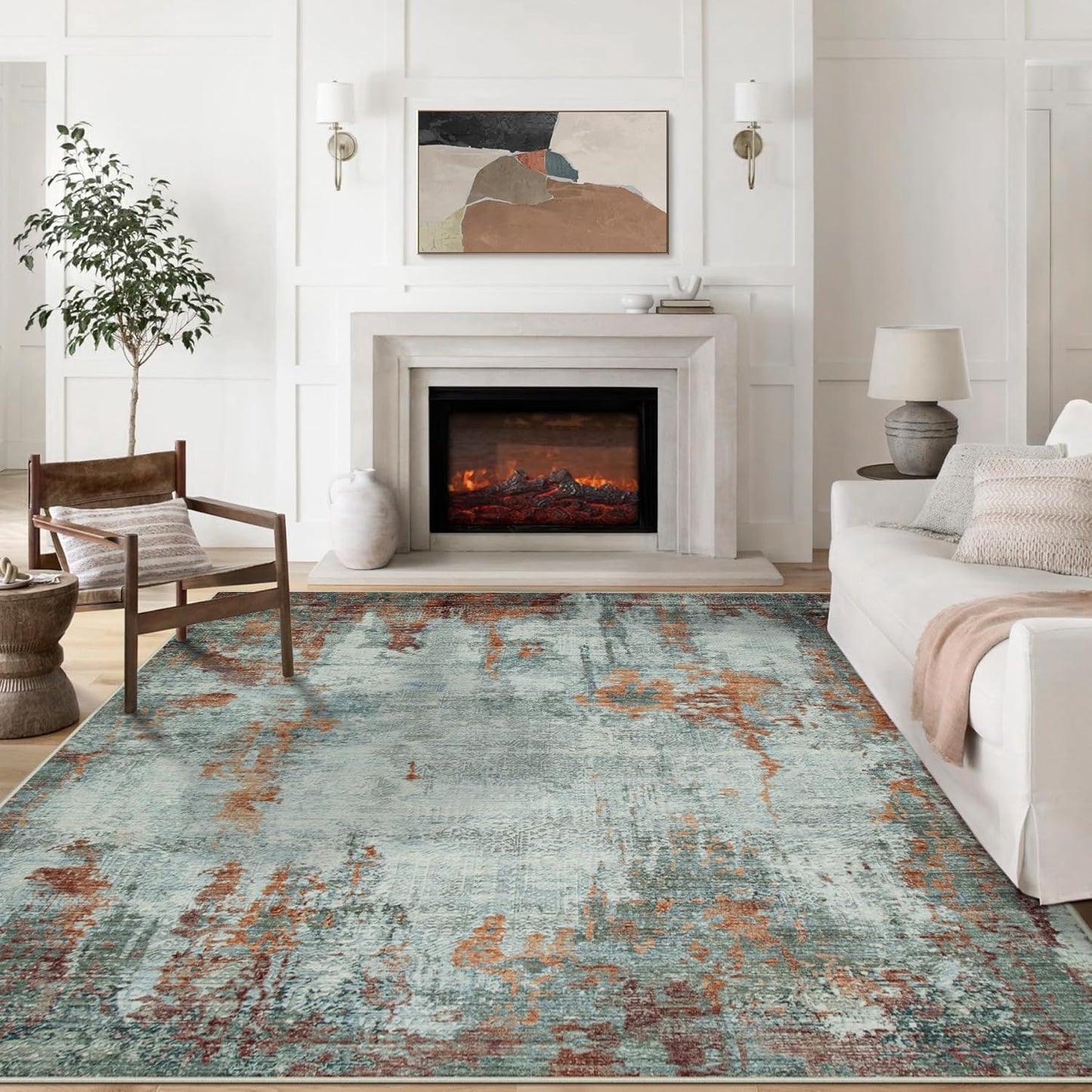 8x10 Area Rugs for Living Room: Modern Washable Carpet Design