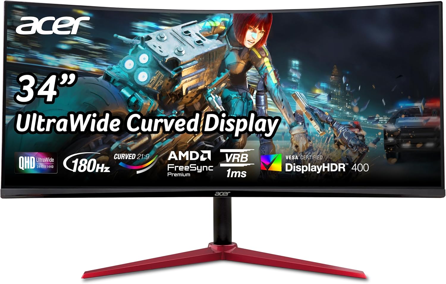 acer Nitro 34 Inch UWQHD Curved Gaming Monitor with FreeSync