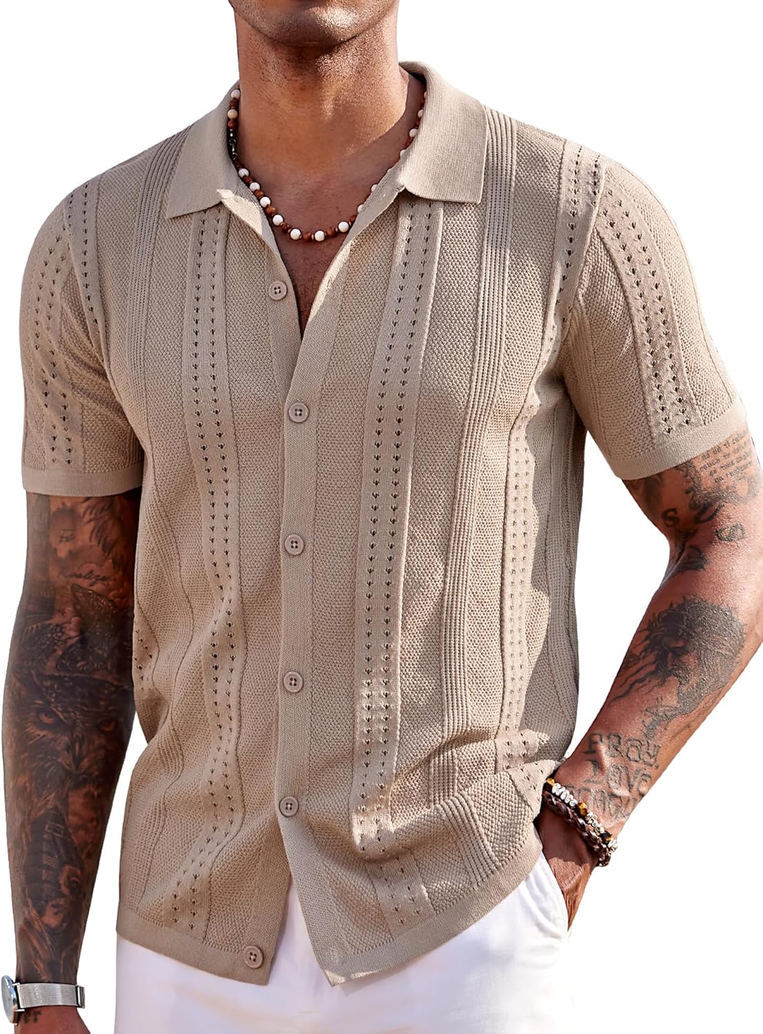 Stylish COOFANDY Men's Knit Shirts for Summer Beach Wear
