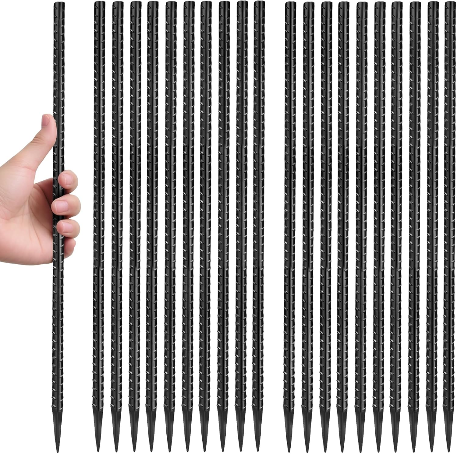 16 inches Rebar Stakes 24-Pack for Tent, Fence, and Landscaping