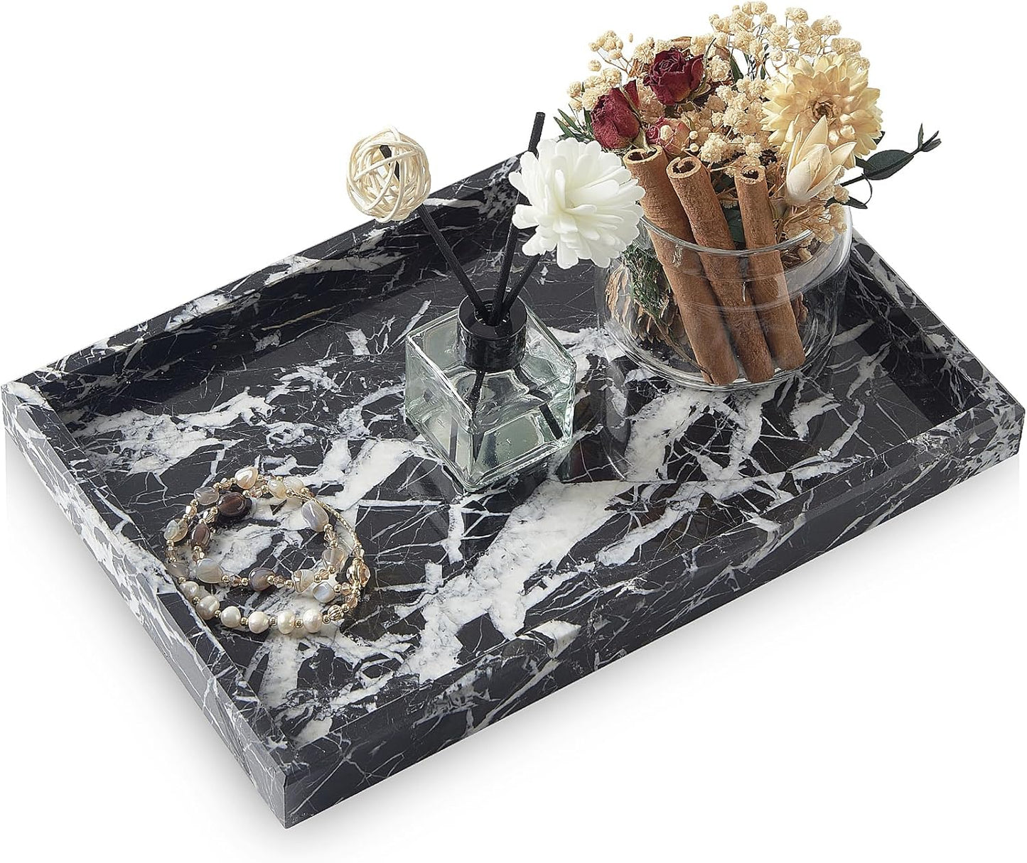 Natural Marble Bathroom Tray for Elegant Vanity Organization