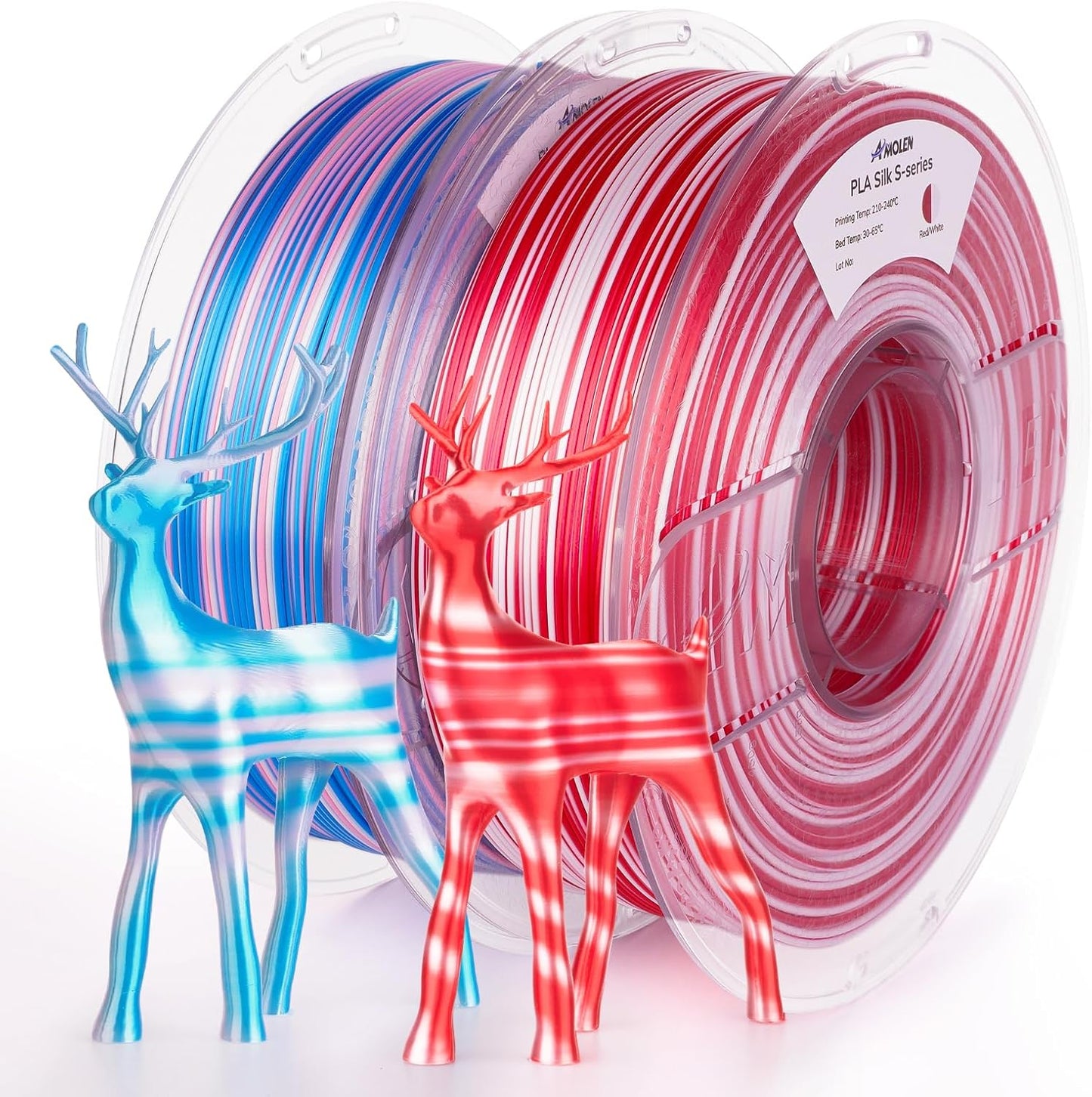 AMOLEN Silk PLA 3D Printer Filament Bundle for Vibrant Prints