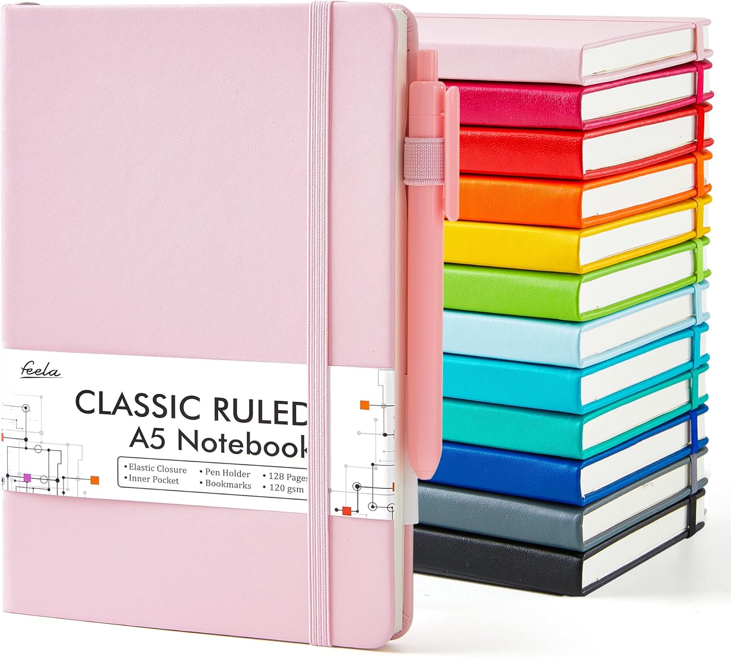 feela Hardcover Notebook Set with Pen Holder