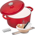 Enameled Cast Iron Dutch Oven Pot for Bread Baking - 6QT Red