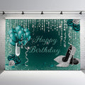 Turquoise Silver Birthday Party Backdrop 7 x 5 ft - Photo-Ready Teal