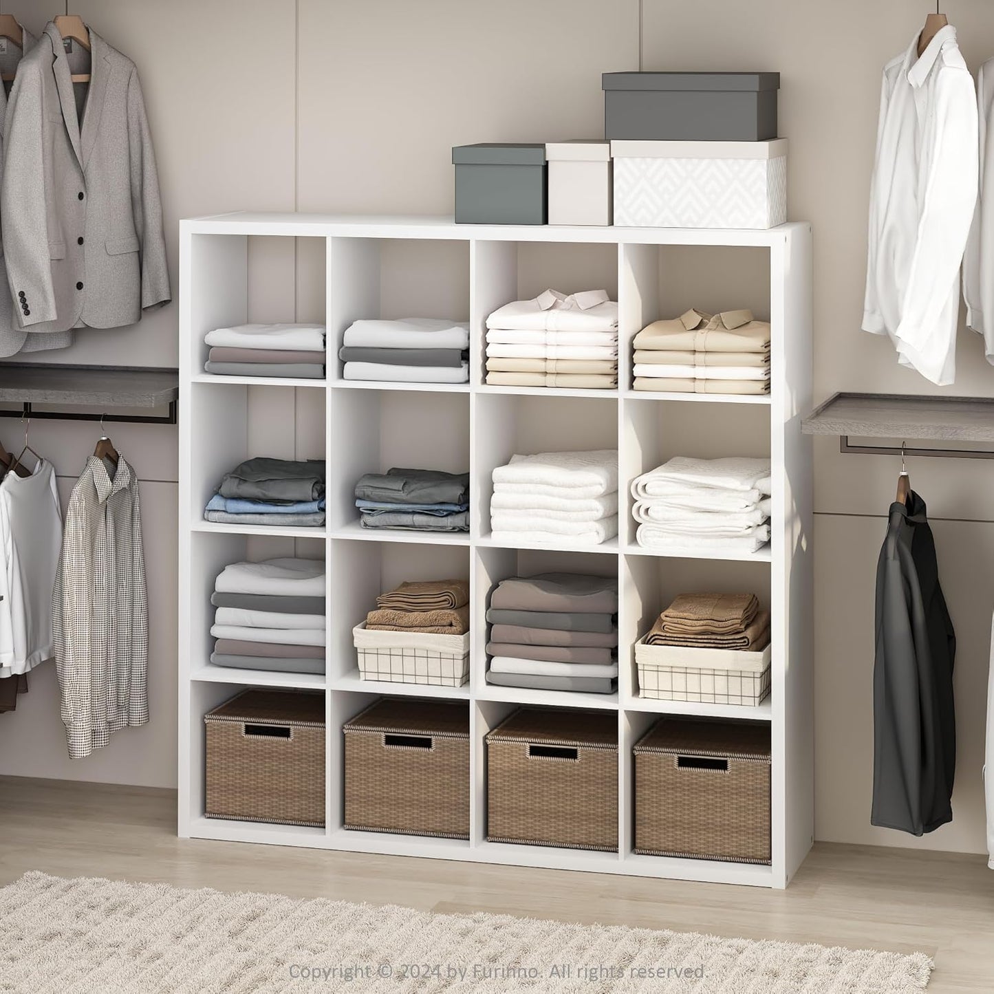 Furinno Cubic Open Back Multipurpose Clothing Organizer Shelf