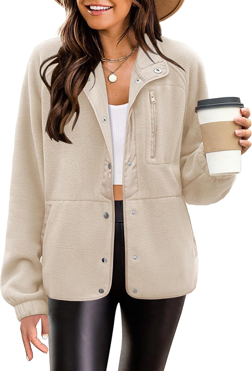 Cozy Fleece Jacket for Women with Western Aztec Print Design